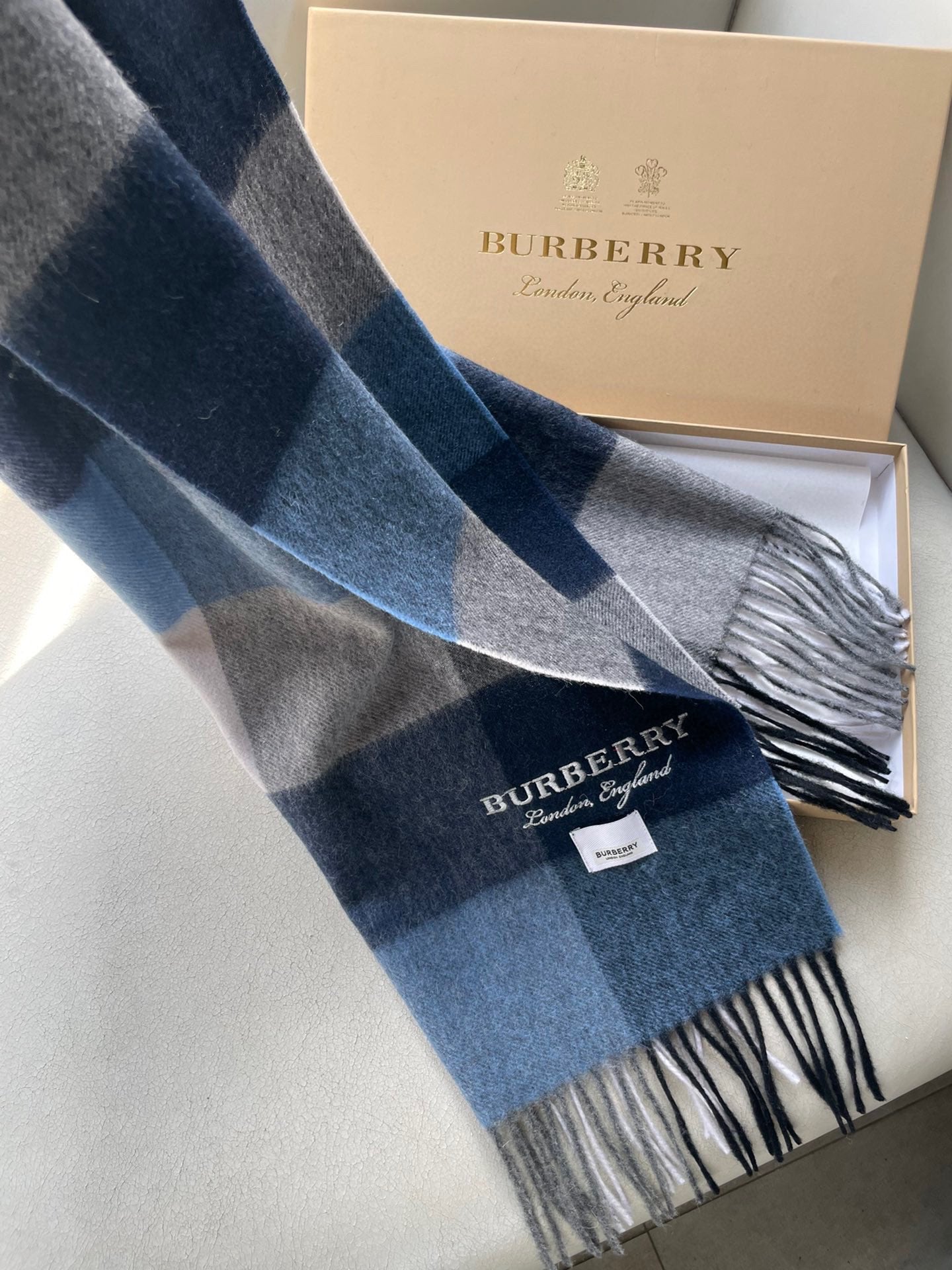 SCARF 180 CM IN BLUE CASHMERE 402220 mysite