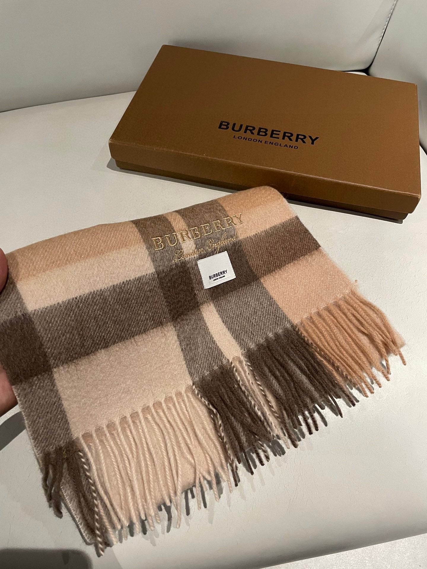 SCARF 180 CM IN CINNAMON BROWN CASHMERE 408784 mysite