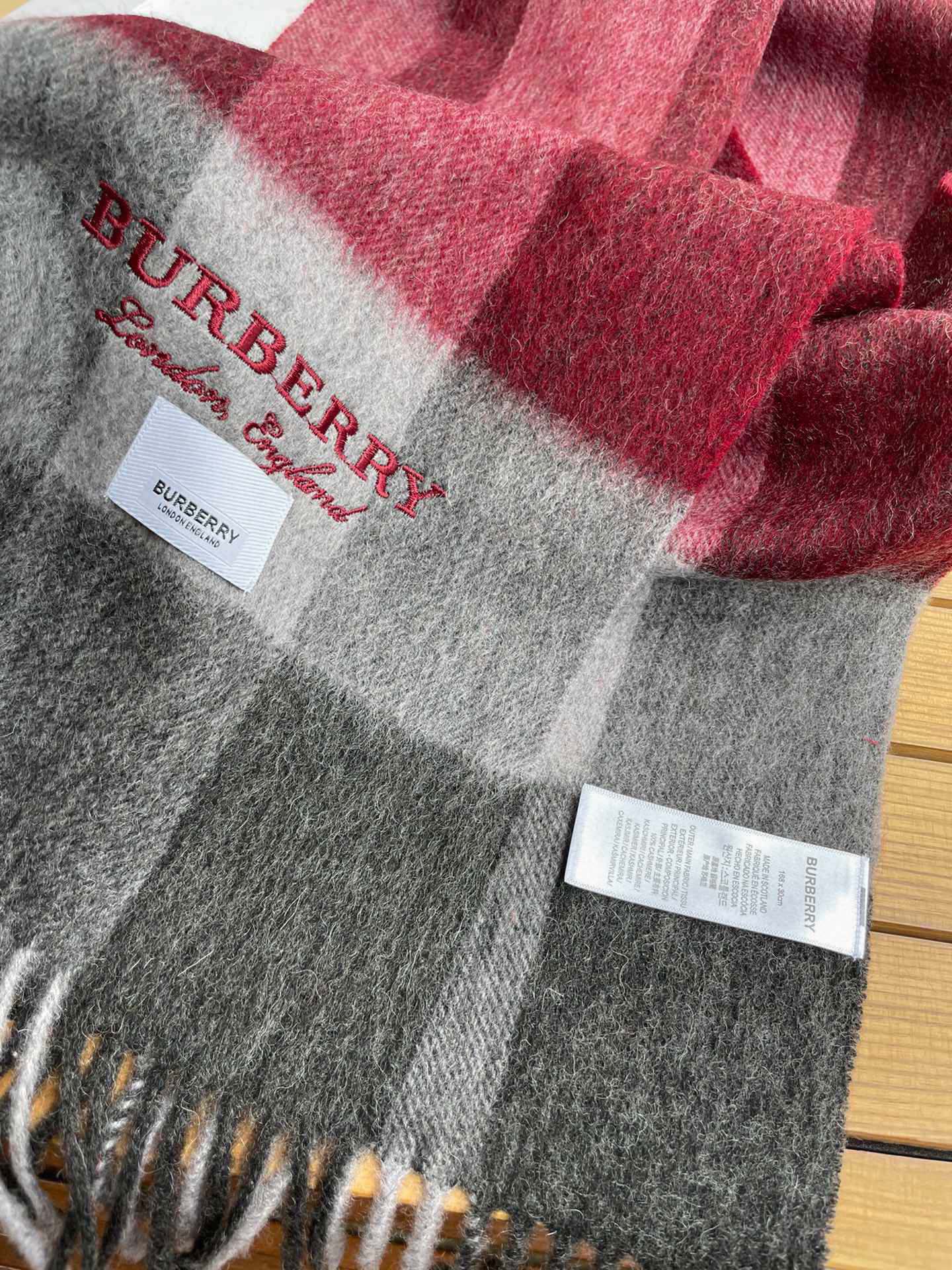 SCARF 180 CM IN GARNET RED MIX BLACK CASHMERE 410319 mysite