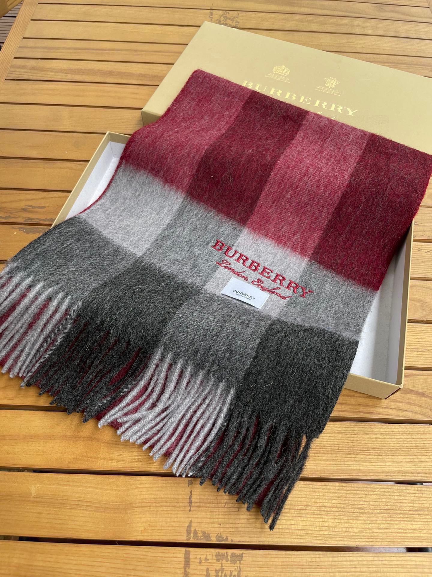 SCARF 180 CM IN GARNET RED MIX BLACK CASHMERE 410319 mysite