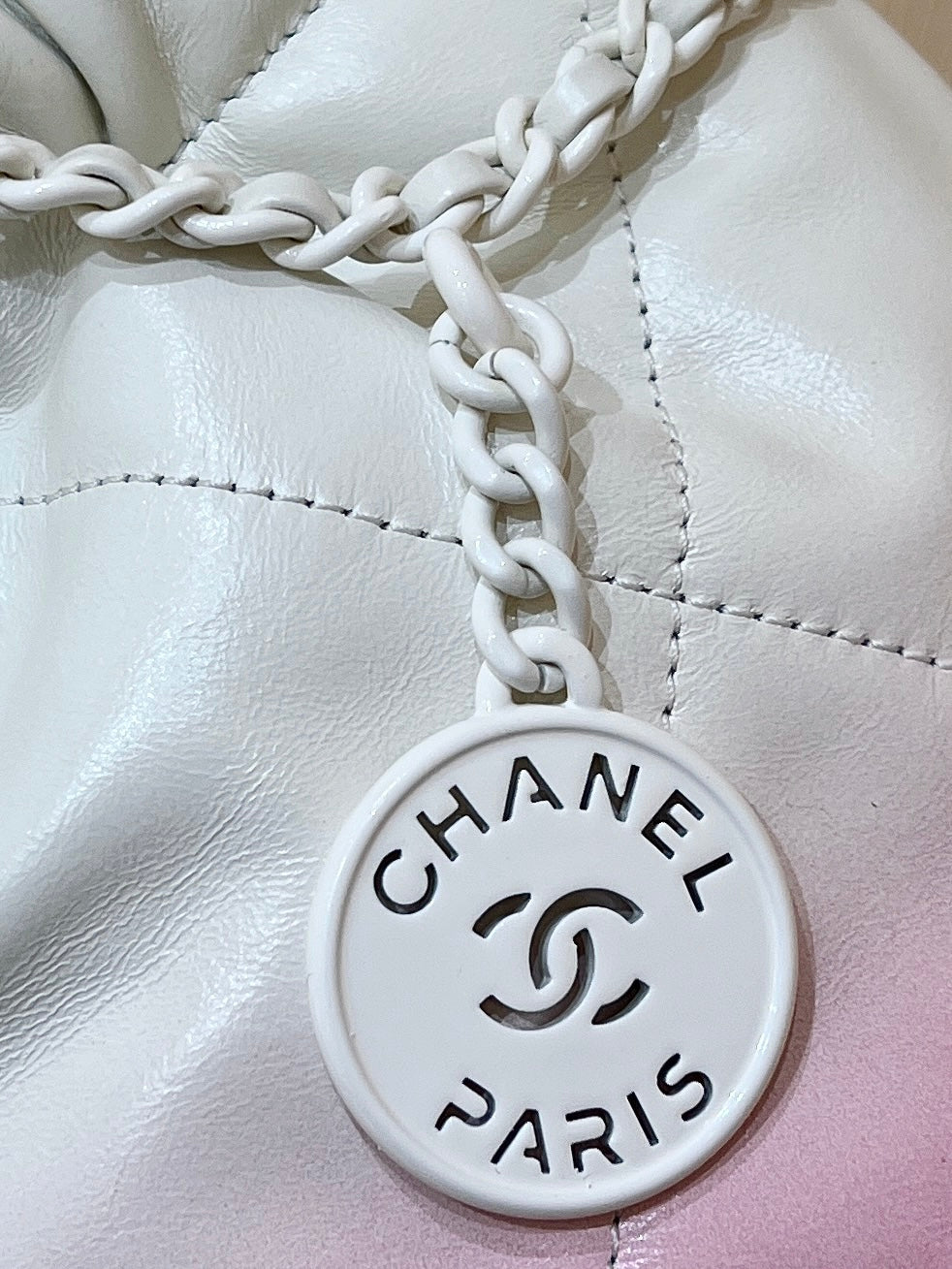 cc22 mini hobo bag 20cm pink white lambskin silver hardware mysite