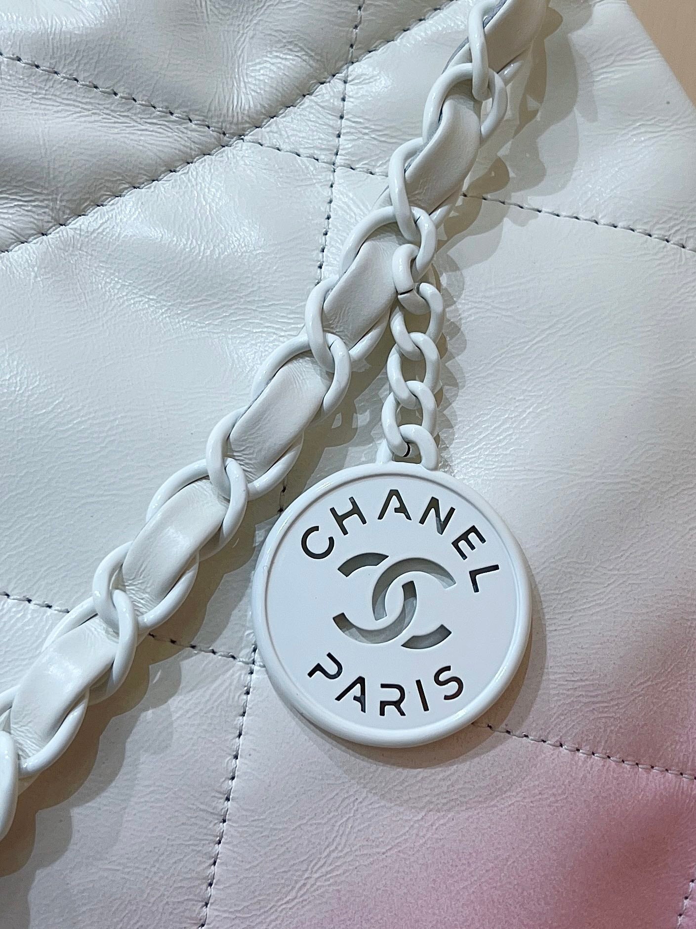 cc22 hobo bag pink white lambskin silver hardware mysite