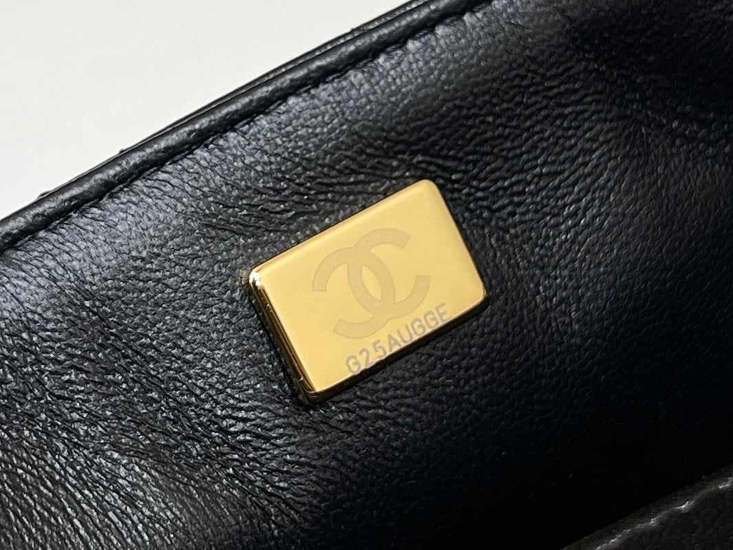 CC 24K Mini Flap Bag 18cm Black Lambskin Gold Hardware mysite