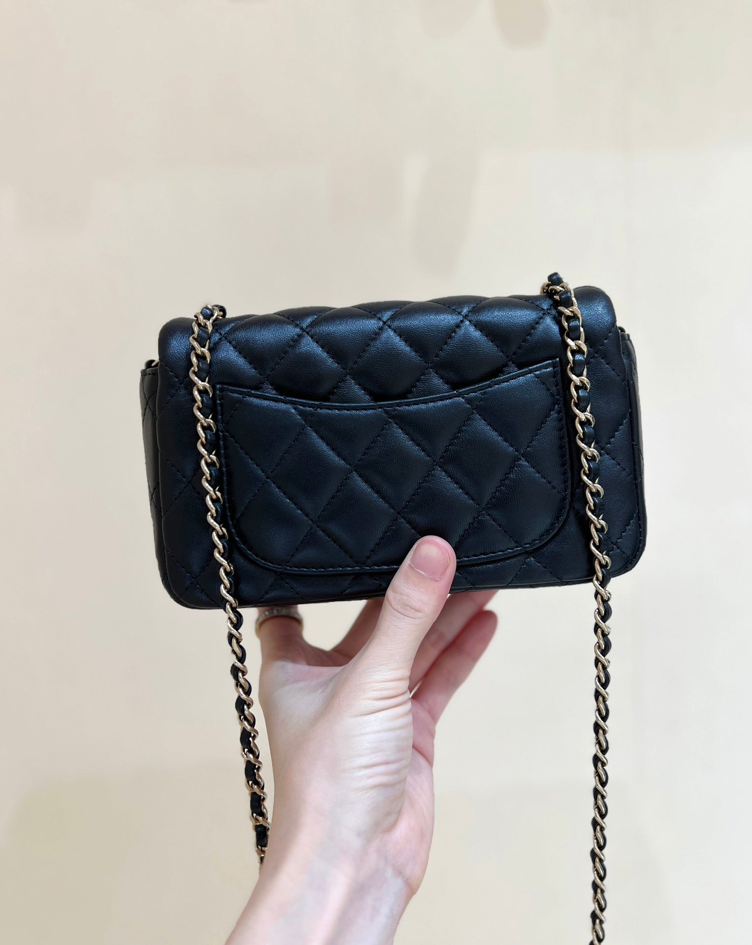 CC 24K Mini Flap Bag 18cm Black Lambskin Gold Hardware mysite