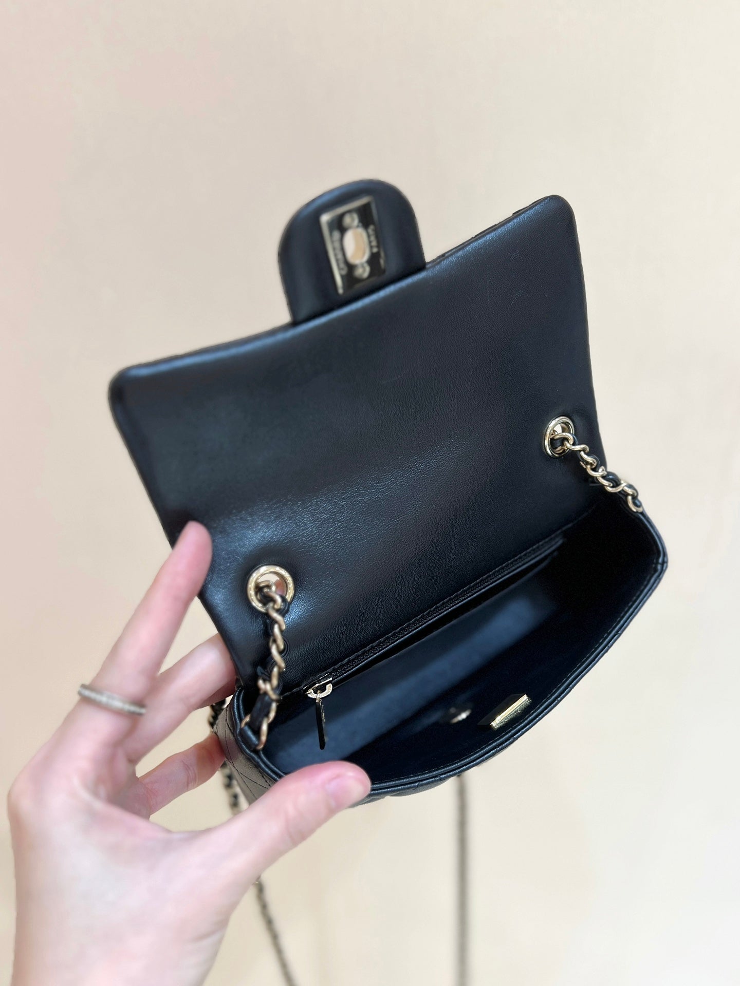 CC 24K Mini Flap Bag 18cm Black Lambskin Gold Hardware mysite