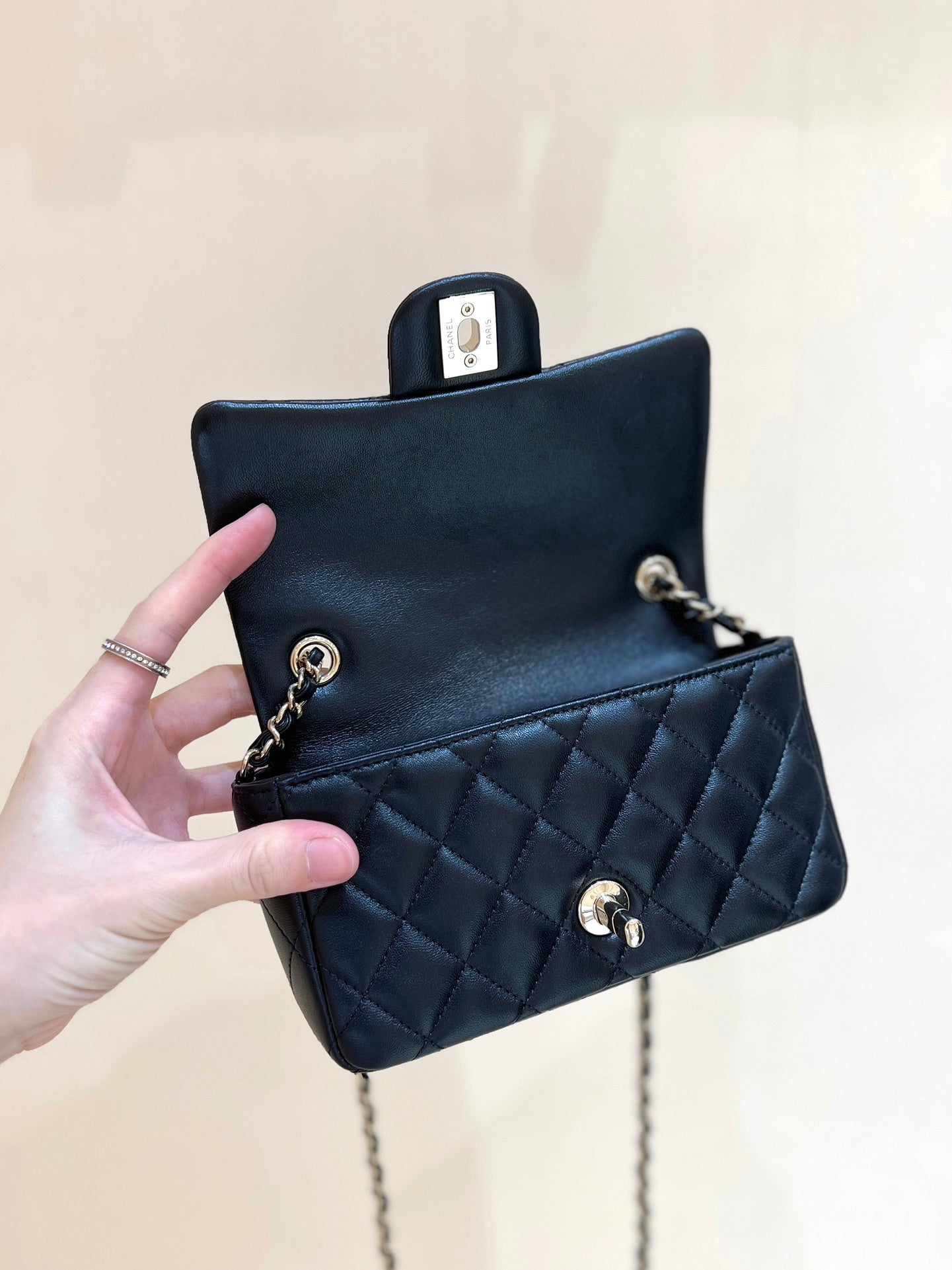 CC 24K Mini Flap Bag 18cm Black Lambskin Gold Hardware mysite