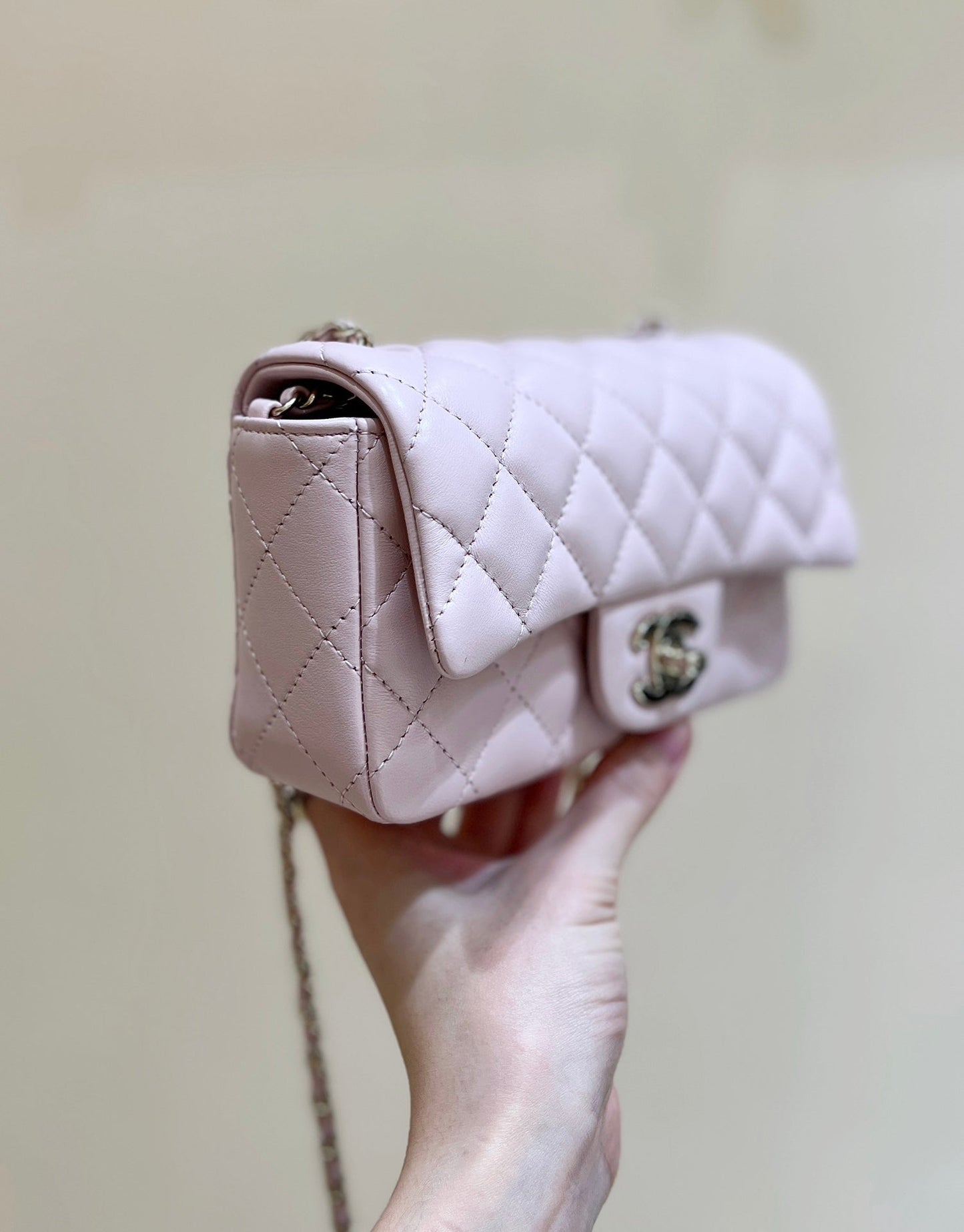 CC 24K Mini Flap Bag 18cm Light Pink Lambskin Gold Hardware mysite