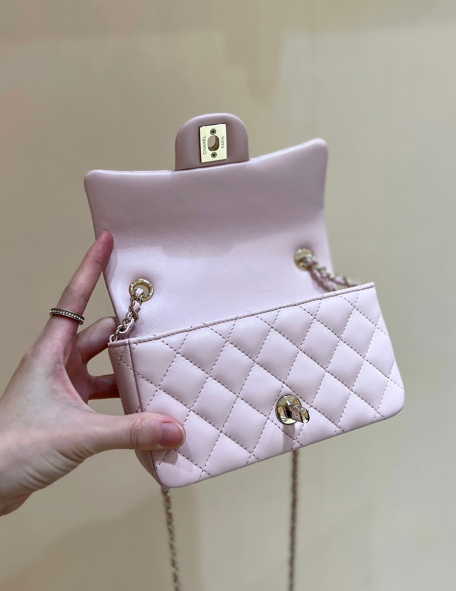 CC 24K Mini Flap Bag 18cm Light Pink Lambskin Gold Hardware mysite