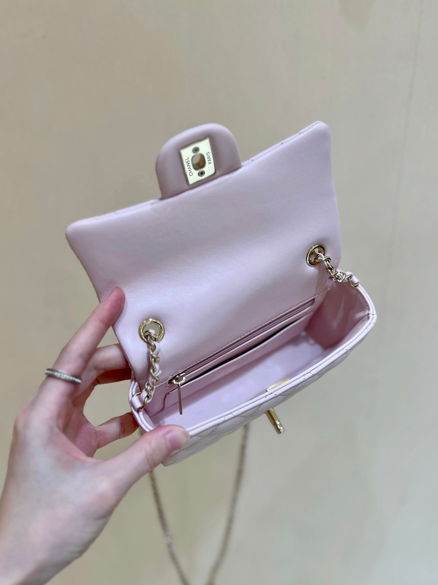 CC 24K Mini Flap Bag 18cm Light Pink Lambskin Gold Hardware mysite