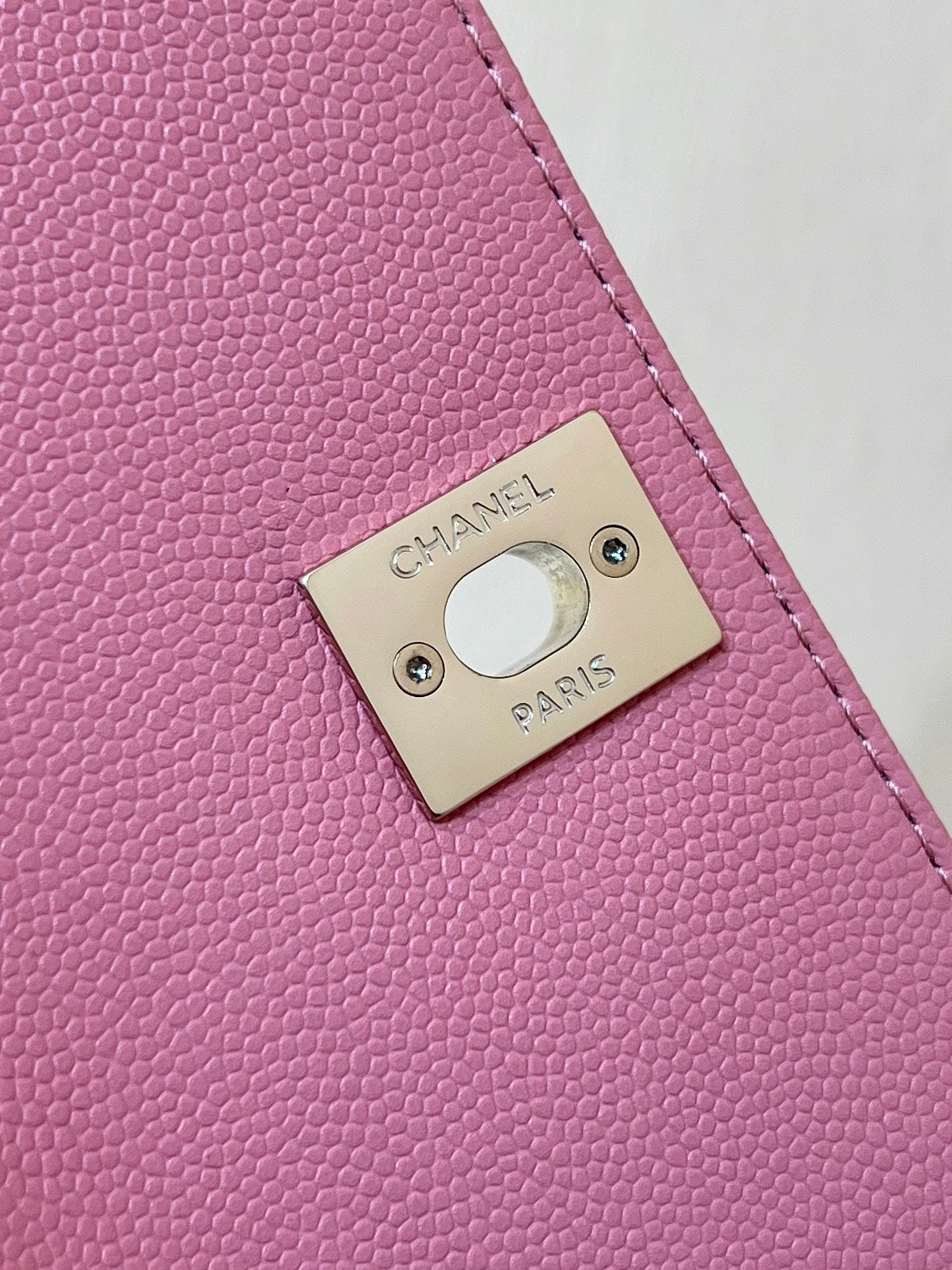 CC 24K Coco Hanle Nano 18cm Pink Grained Calfskin Gold Hardware mysite