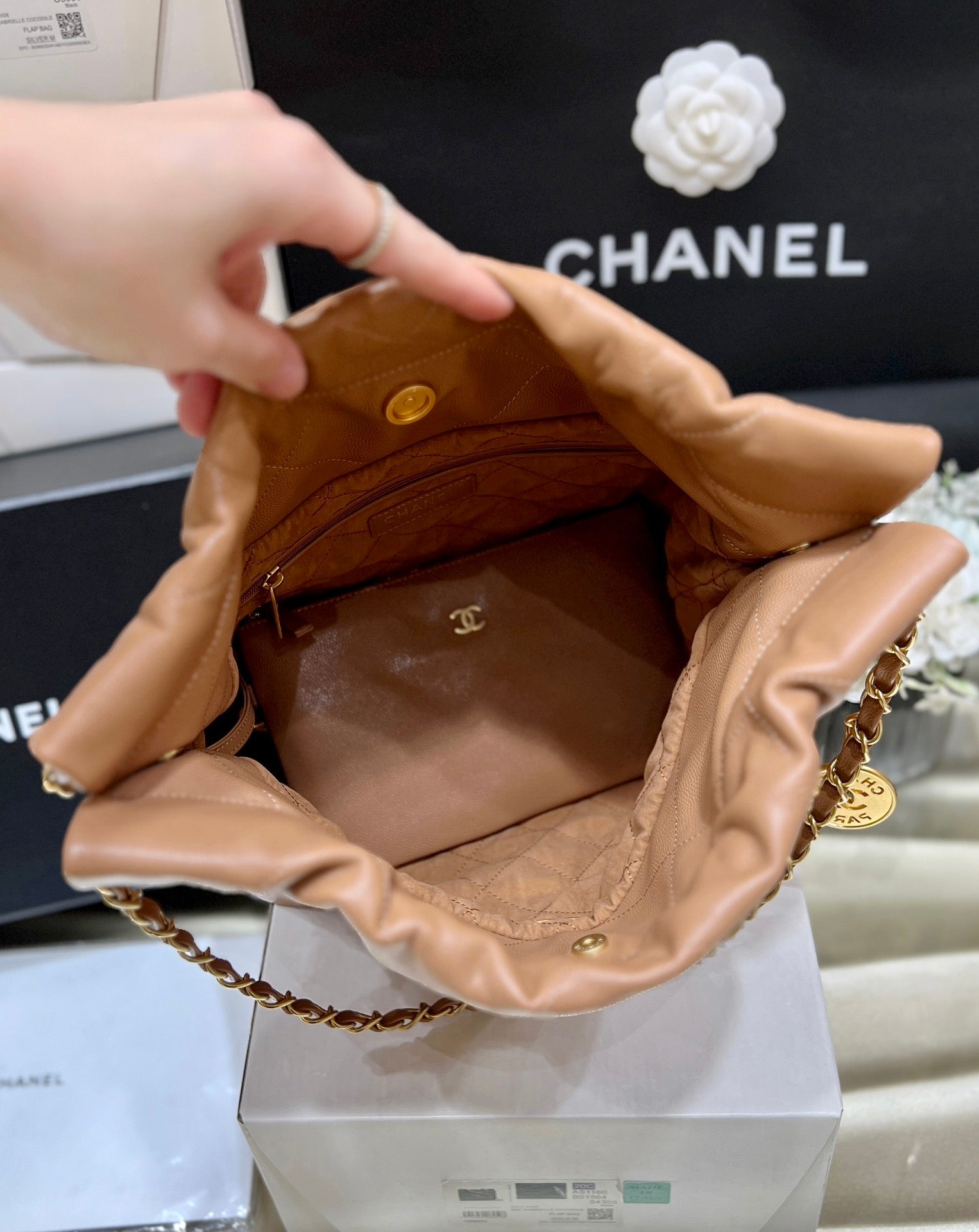 CC 24K Hobo 22 Bag Brown Grained Calfskin mysite