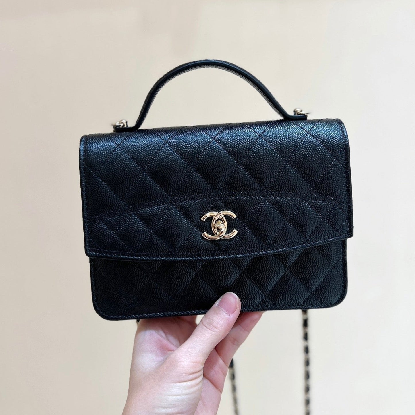 25C Mini Woc 18cm Black Grained Calfskin Gold Hardware mysite