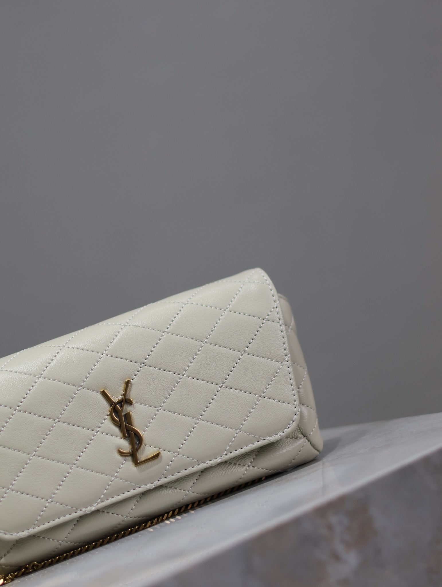 Prada Gaby Phone Bag 19cm White Quilted Leather GHW mysite