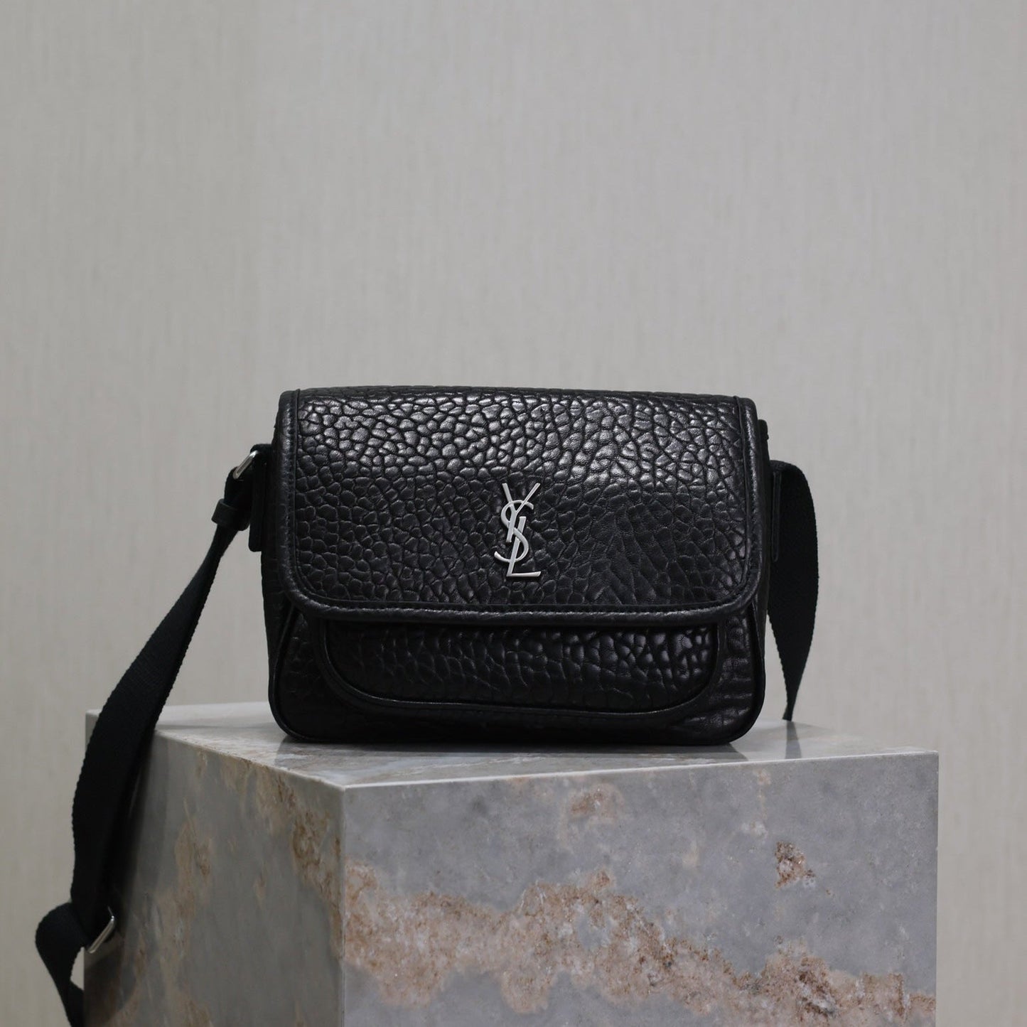 NIKI BABY 22 IN BLACK ELEPHANT PATTERN LAMBSKIN SILVER LOGO mysite