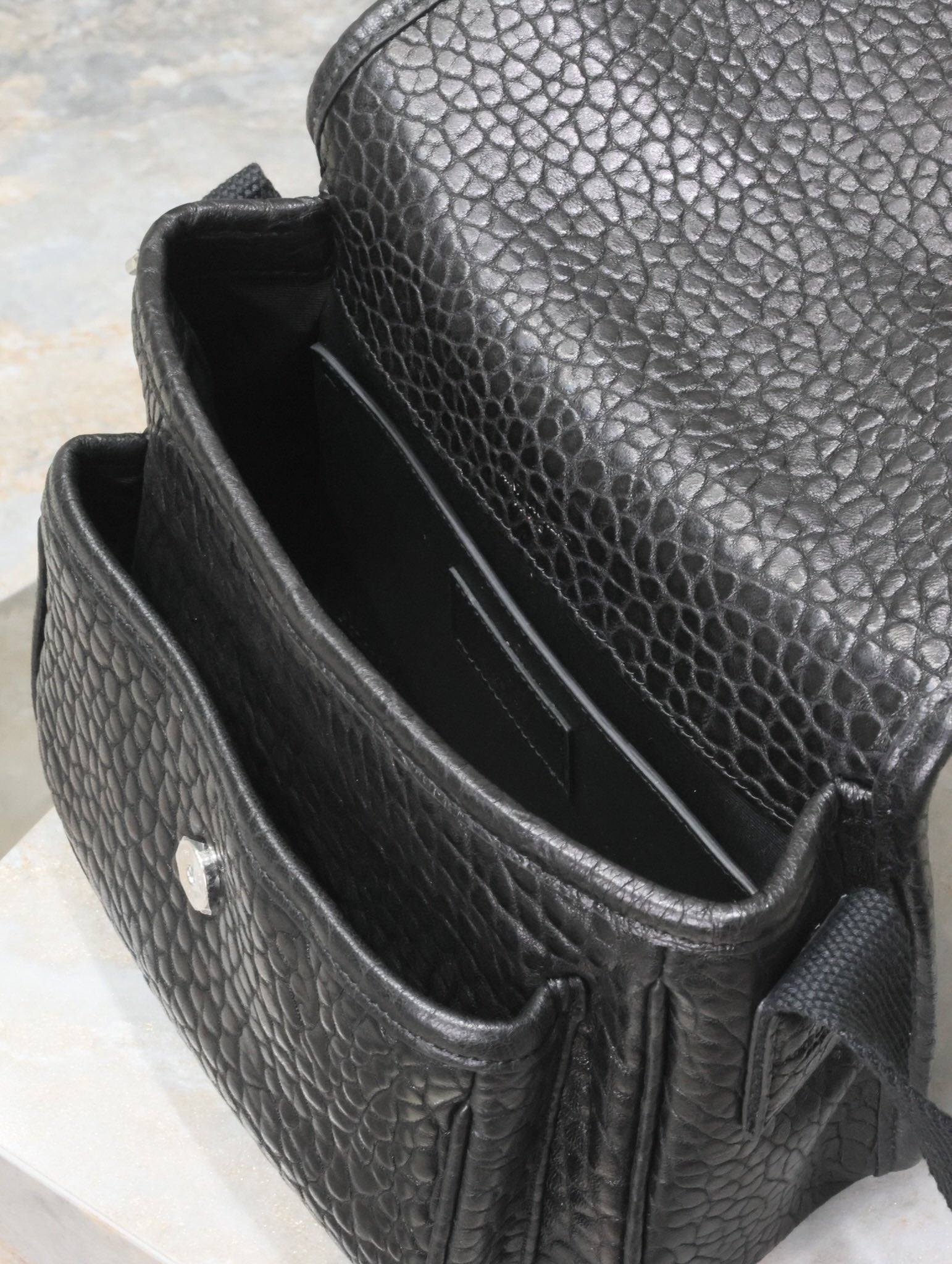 NIKI BABY 22 IN BLACK ELEPHANT PATTERN LAMBSKIN SILVER LOGO mysite