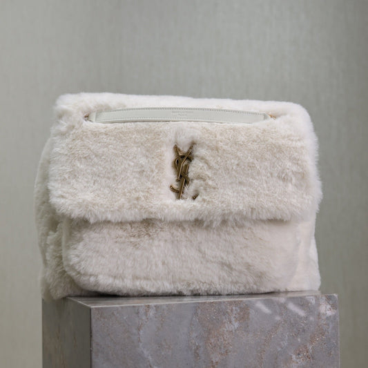 NIKI LARGE 32 IN WHITE RABBIT FUR GOLD HARDWARE mysite