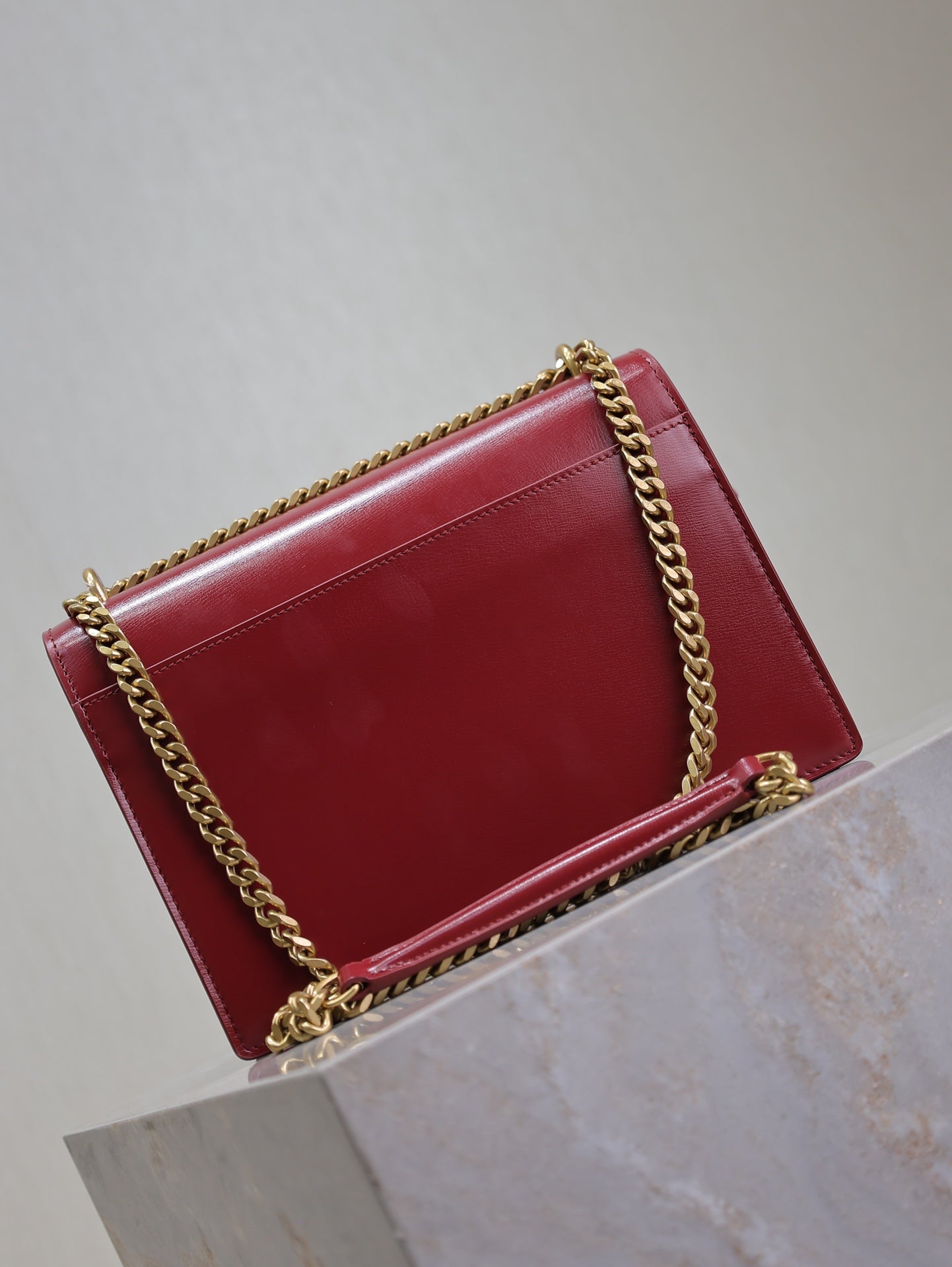 YSL Medium Sunset Shoulder Bag 22cm Burgundy Cowhide GHW mysite