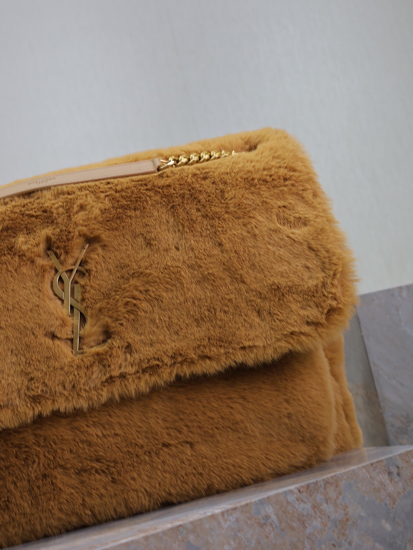 NIKI 47 IN CINNAMON BROWN RABBIT FUR GOLD HARDWARE mysite