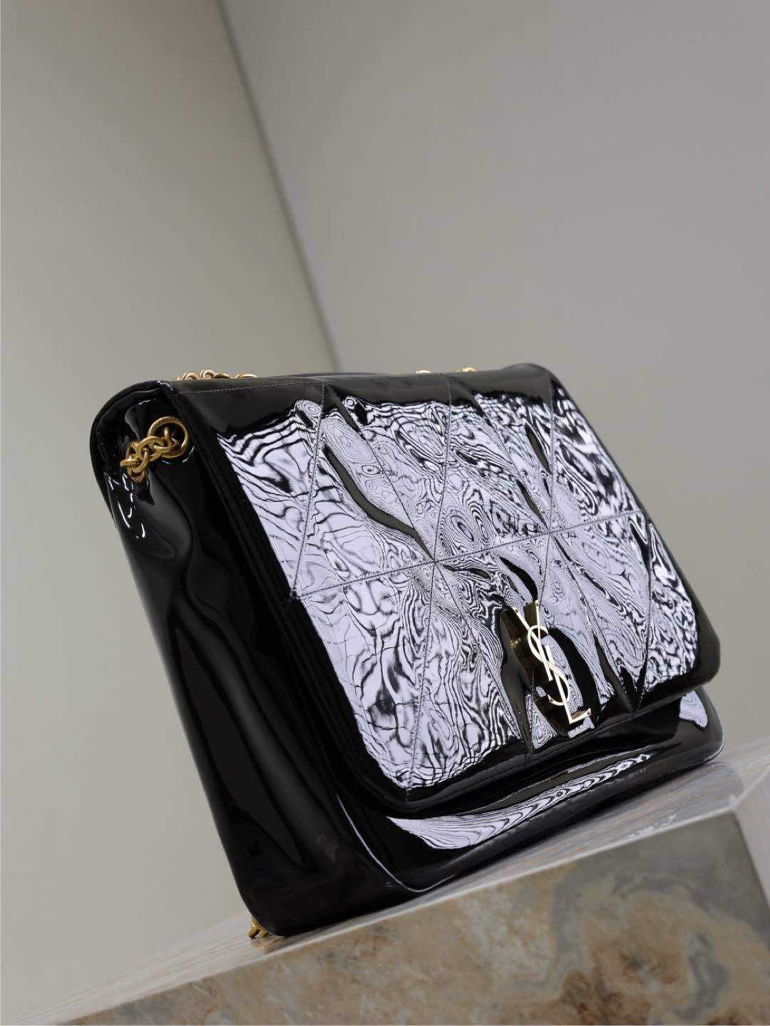 JAMIE 4.3 LARGE BAG 43 IN BLACK PATENT LAMBSKIN GOLD HARDWARE mysite