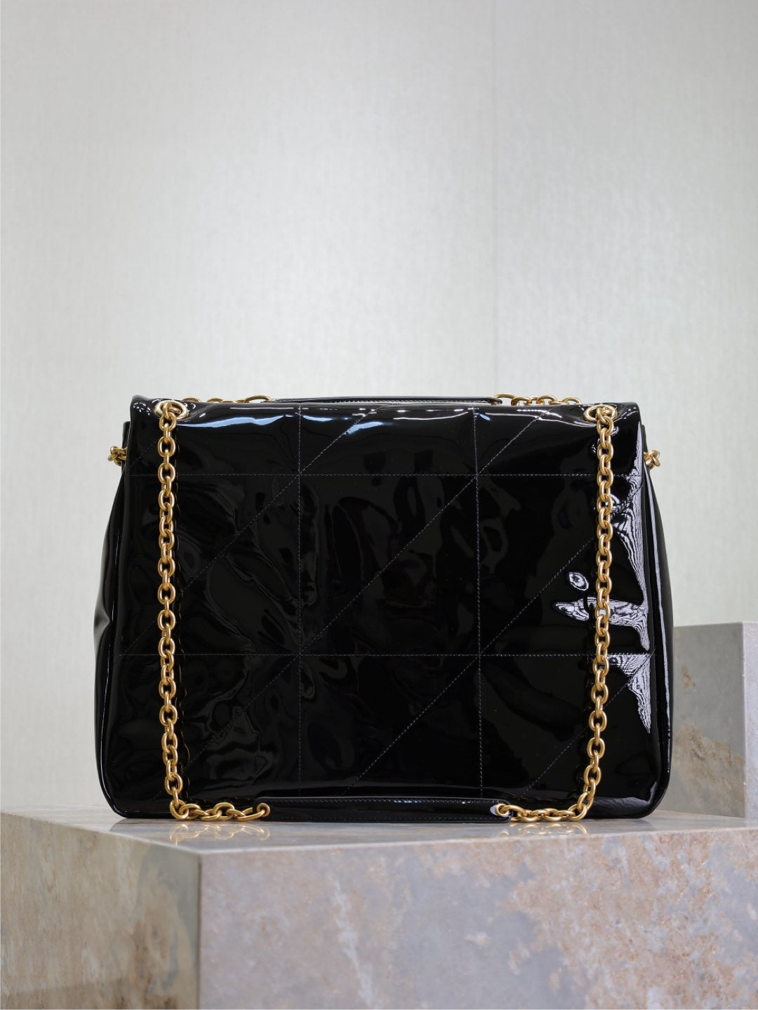 JAMIE 4.3 LARGE BAG 43 IN BLACK PATENT LAMBSKIN GOLD HARDWARE mysite