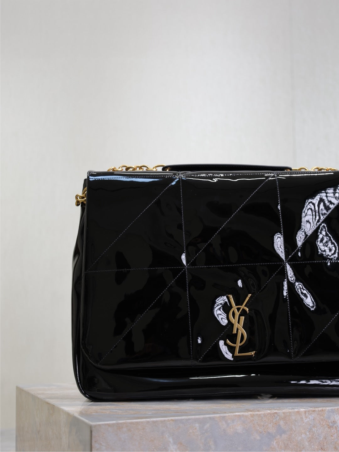 JAMIE 4.3 LARGE BAG 43 IN BLACK PATENT LAMBSKIN GOLD HARDWARE mysite