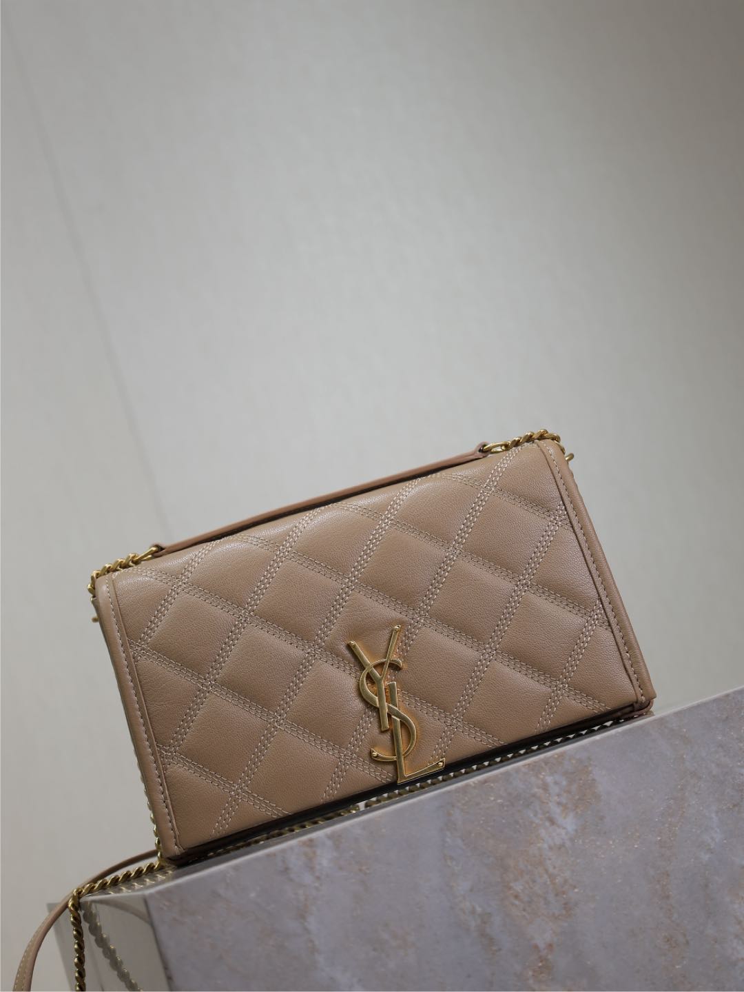 BECKY 22 IN MEDIUM BROWN QUILTED LAMBSKIN GOLD HARDWARE mysite