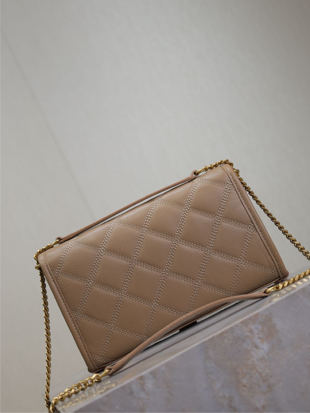BECKY 22 IN MEDIUM BROWN QUILTED LAMBSKIN GOLD HARDWARE mysite