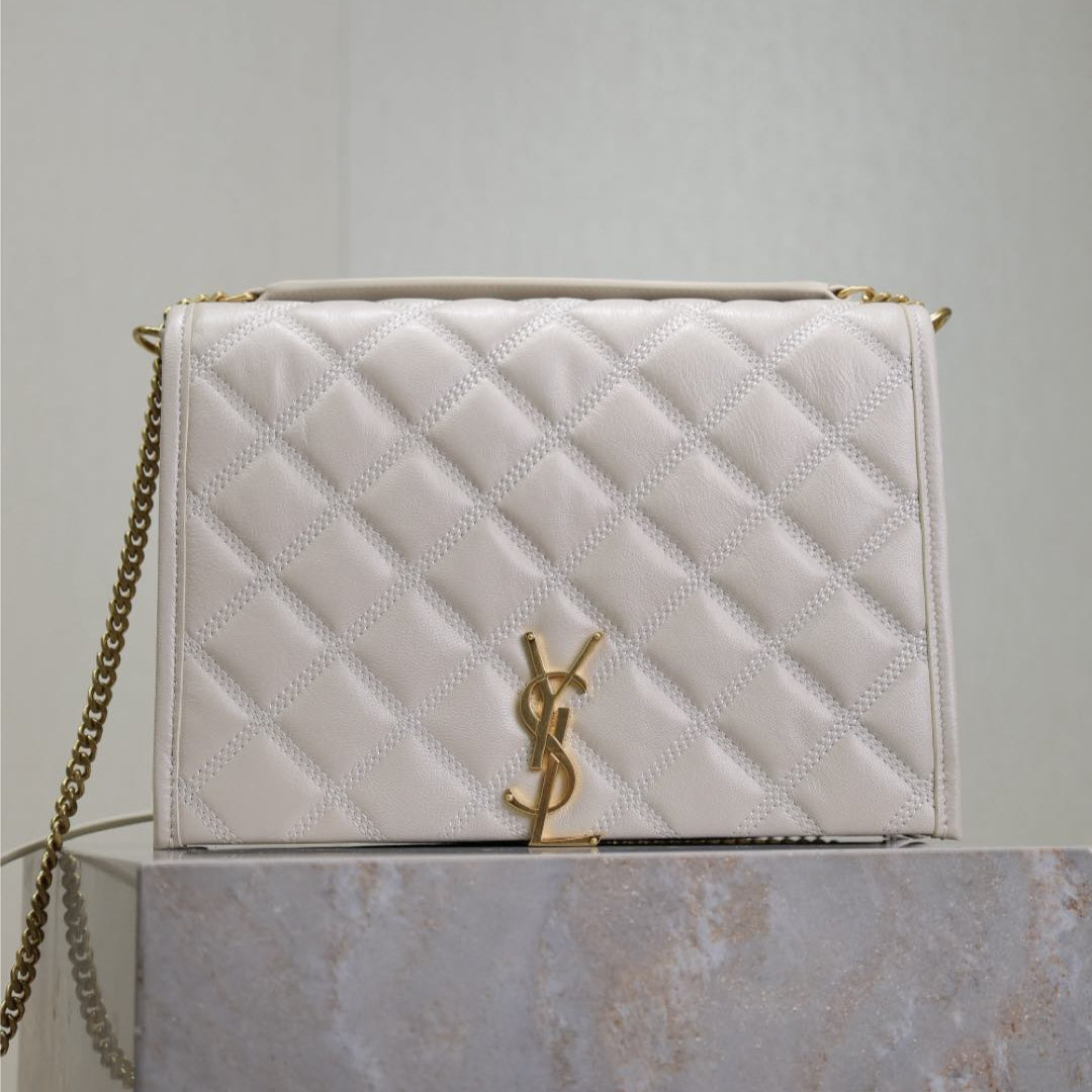 BECKY 26 IN WHITE QUILTED LAMBSKIN GOLD HARDWARE mysite