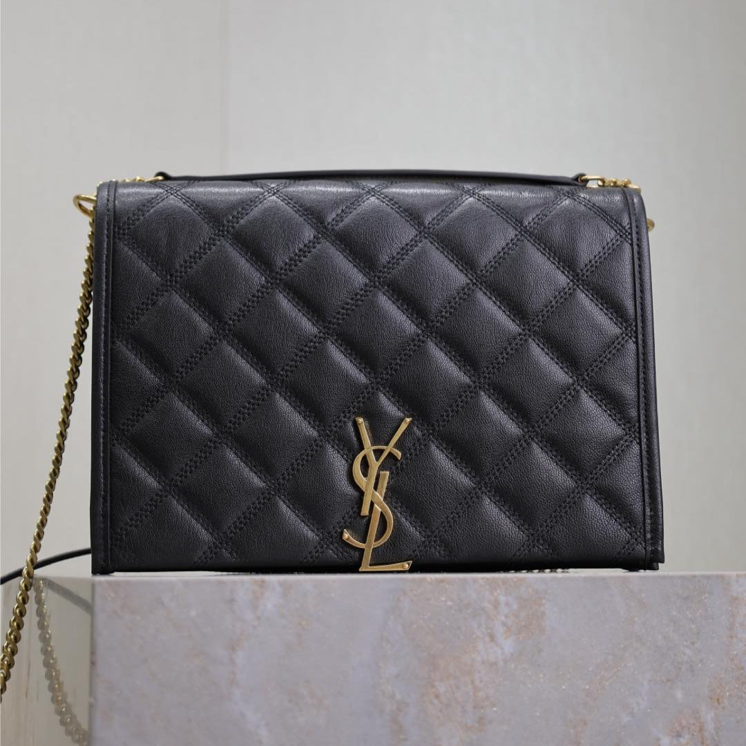 BECKY 26 IN BLACK QUILTED LAMBSKIN GOLD HARDWARE mysite