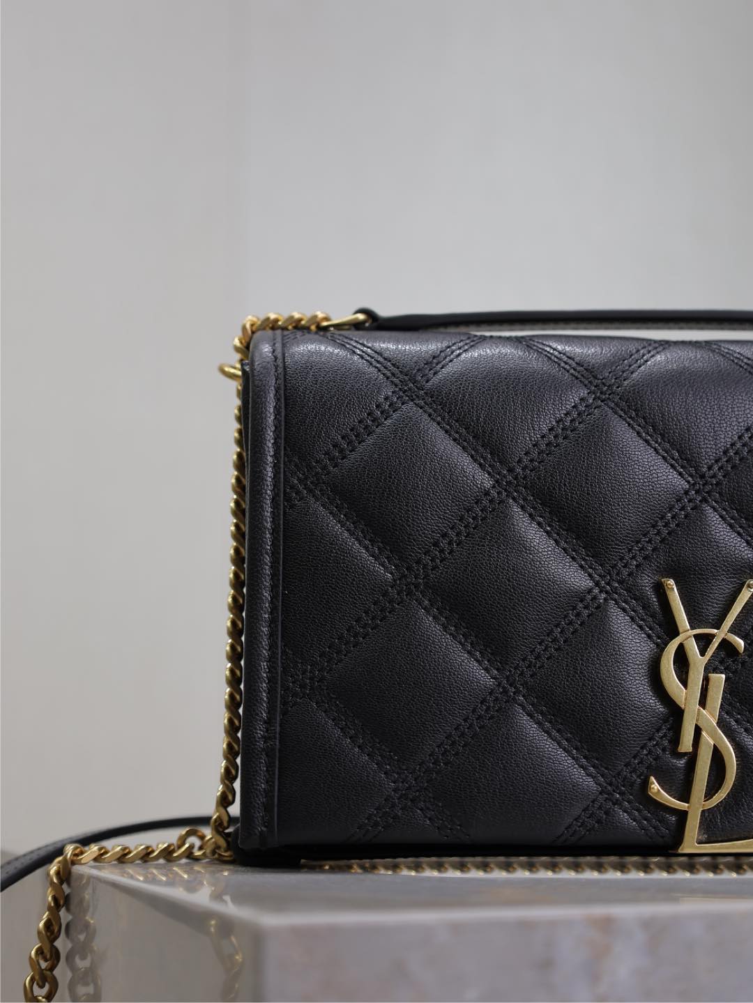 BECKY 22 IN BLACK QUILTED LAMBSKIN GOLD HARDWARE mysite