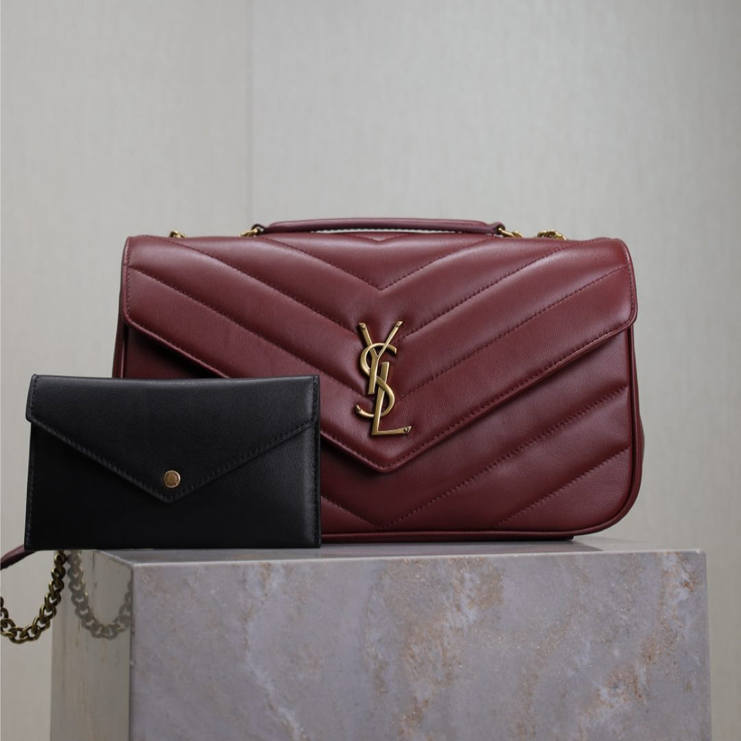 LOULOU MEDIUM 29 IN BURGUNDY RED SHEEPSKIN GOLD HARDWARE mysite