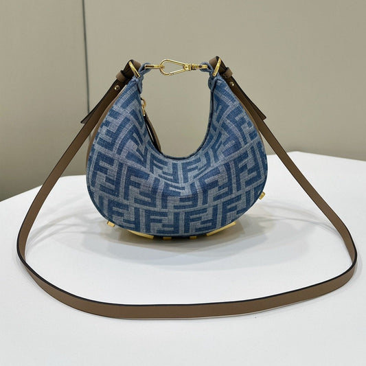FENDIGRAPHY MINI 20 BAG IN AEGEAN BLUE DENIM FABRIC WITH GOLD HARDWARE mysite