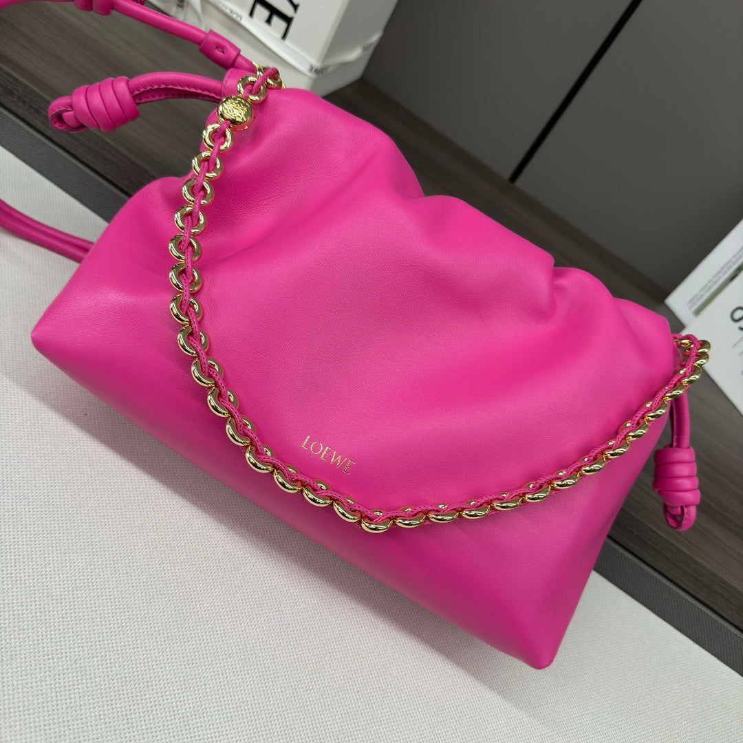 LOE MEDIUM 30 FLAMENCO PURSE BUCKET IN FUSICA PINK LAMBSKIN mysite