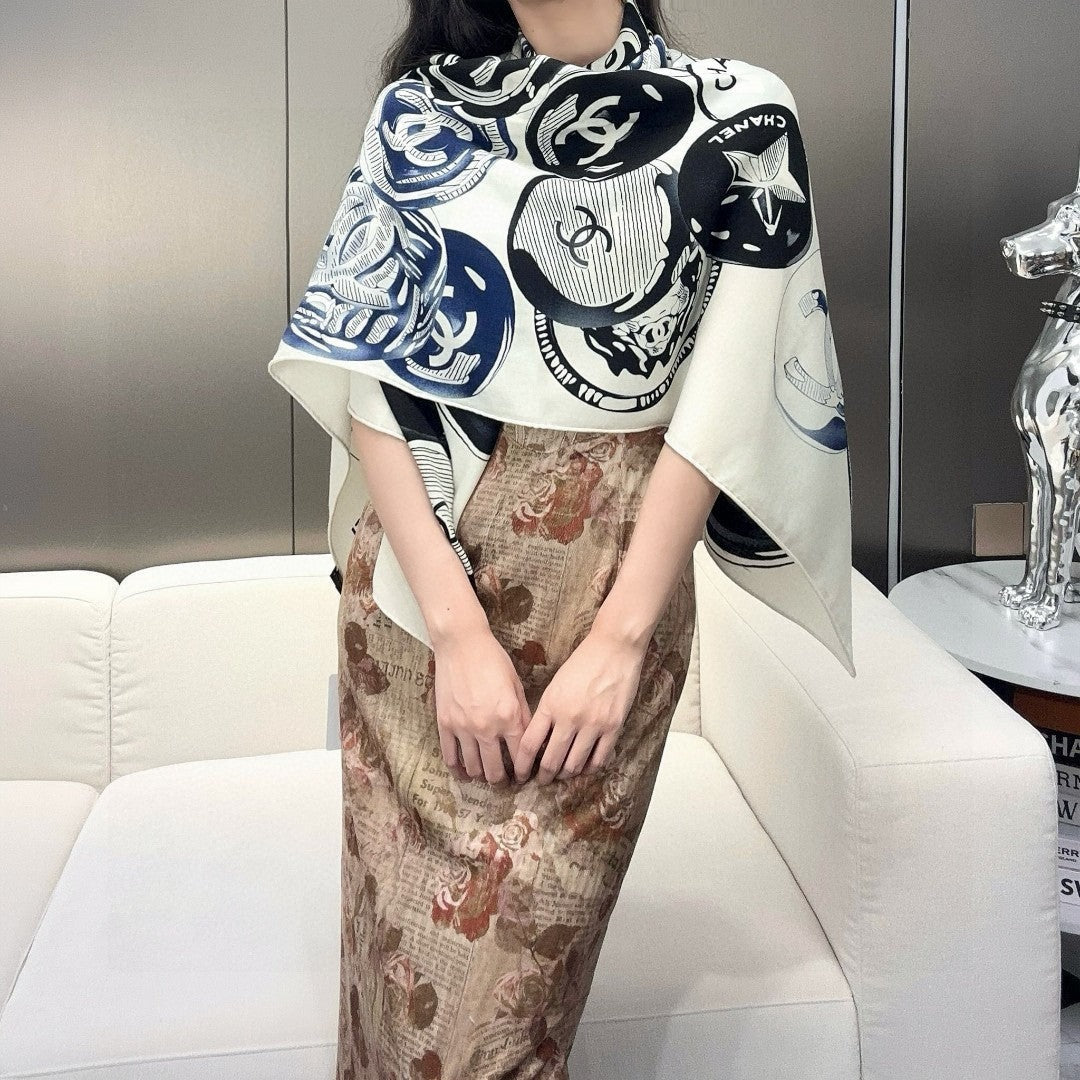 CHANEL 25S SCARF 140 IN CASHMERE SILK 642080 mysite