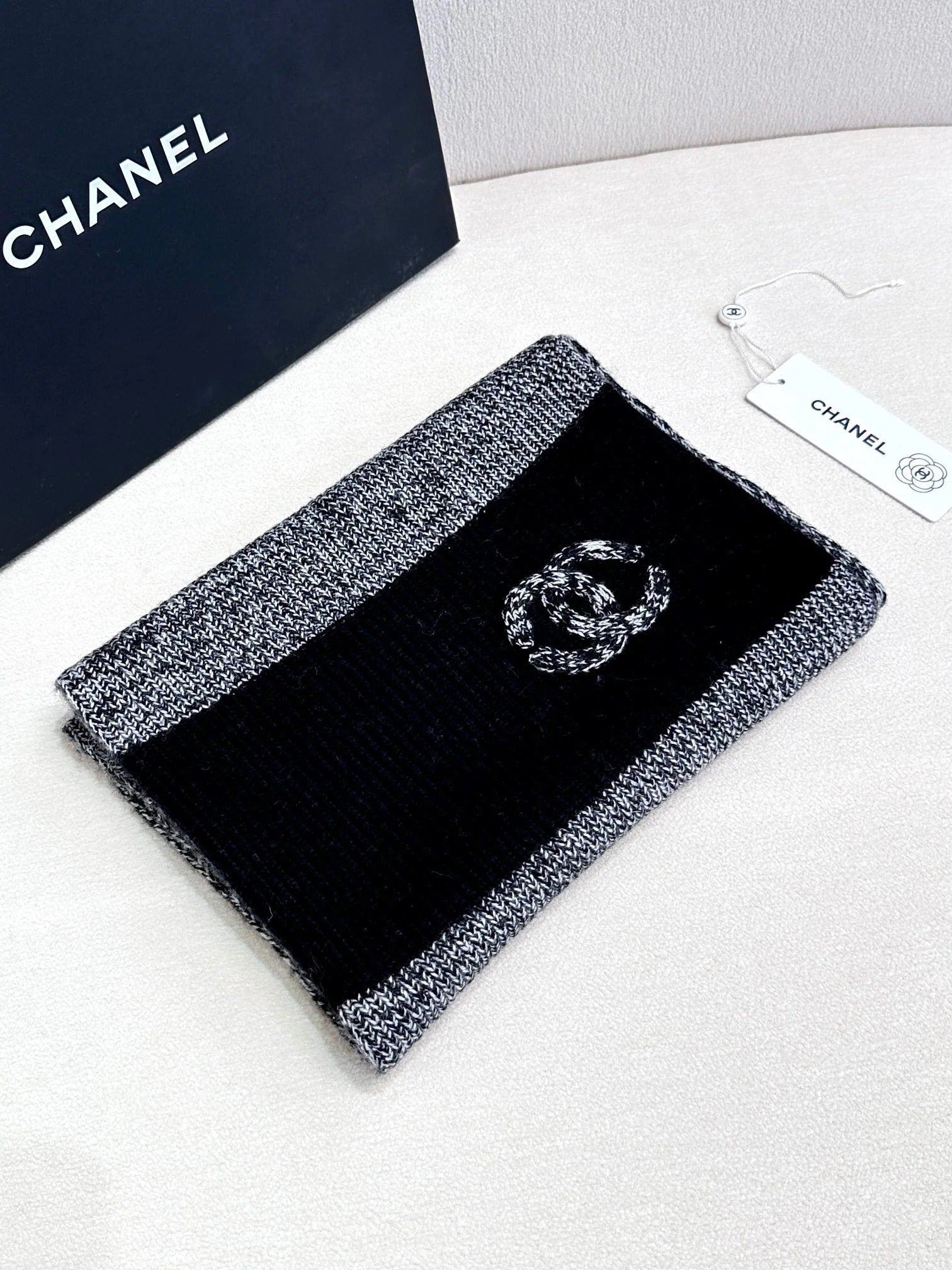 SCARF 180 CM IN SHARK GRAY MIX BLACK CASHMERE 389977 mysite