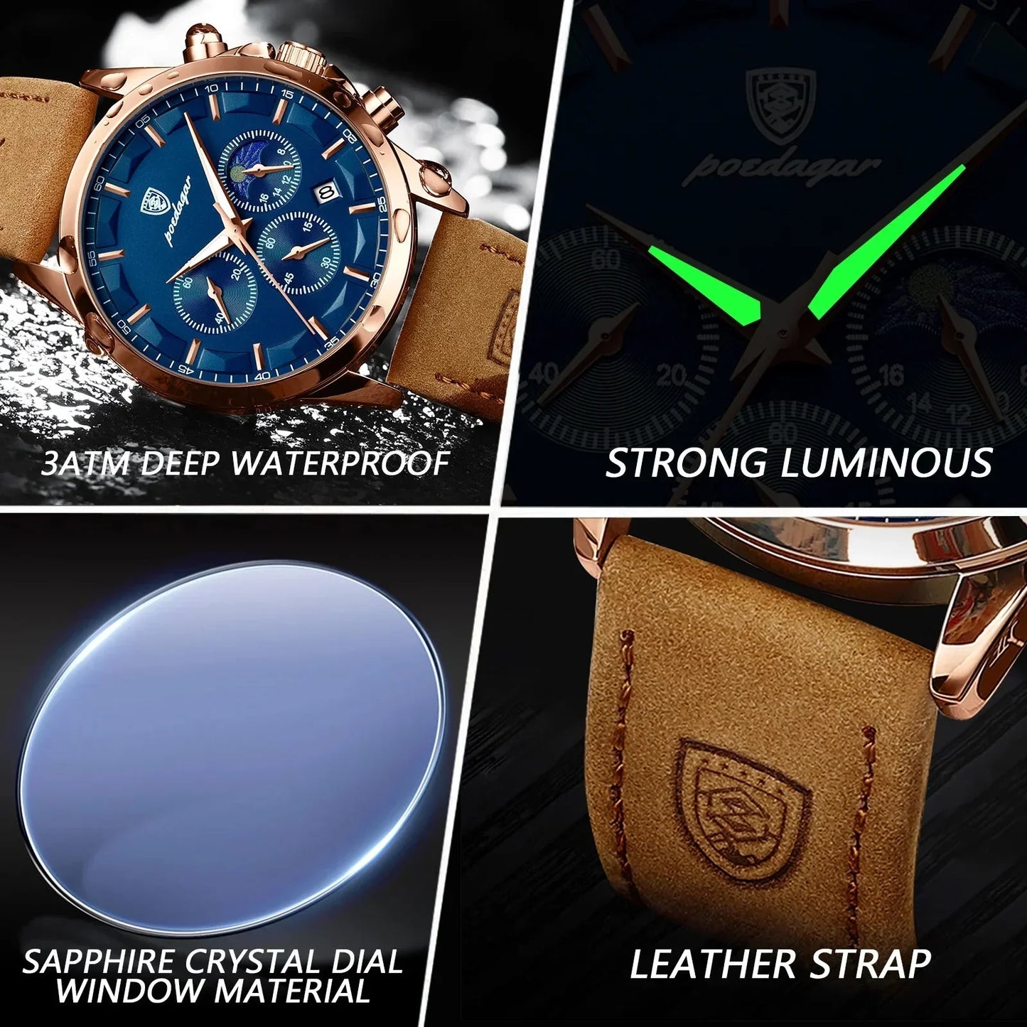 Poedagar ChronoLuxe Sport – Luxury Chronograph Quartz Watchs-1 mysite