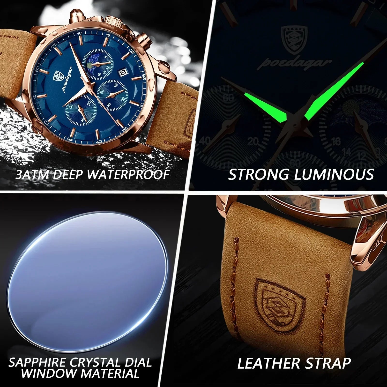 Poedagar ChronoLuxe Sport – Luxury Chronograph Quartz Watchs-1 mysite
