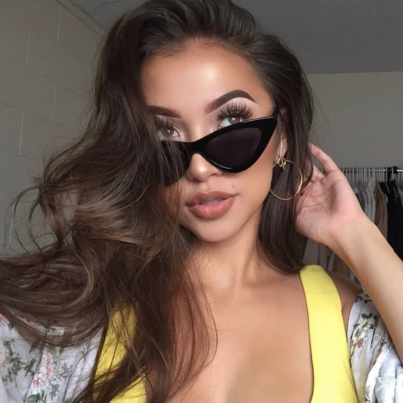 New Retro Fashion Sunglasses Women Brand Designer Vintage Cat Eye Black White Sun Glasses Female Lady UV400 Oculoss mysite