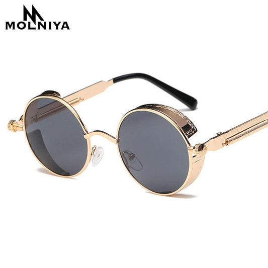 Metal Round Steampunk Sunglasses Men Women Fashion Glasses Brand Designer Retro Frame Vintage Sunglasses High Quality UV400s mysite