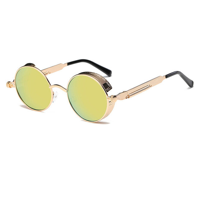 Metal Round Steampunk Sunglasses Men Women Fashion Glasses Brand Designer Retro Frame Vintage Sunglasses High Quality UV400s mysite