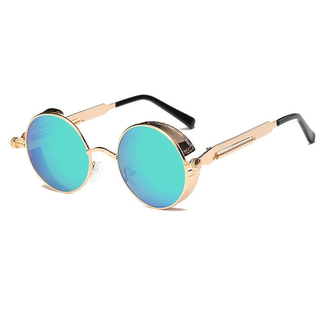 Metal Round Steampunk Sunglasses Men Women Fashion Glasses Brand Designer Retro Frame Vintage Sunglasses High Quality UV400s mysite