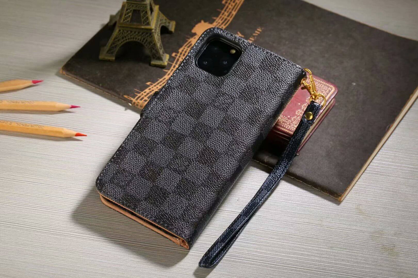 Lou Monogram Wallet Case for Samsung – Black Checkerboards mysite