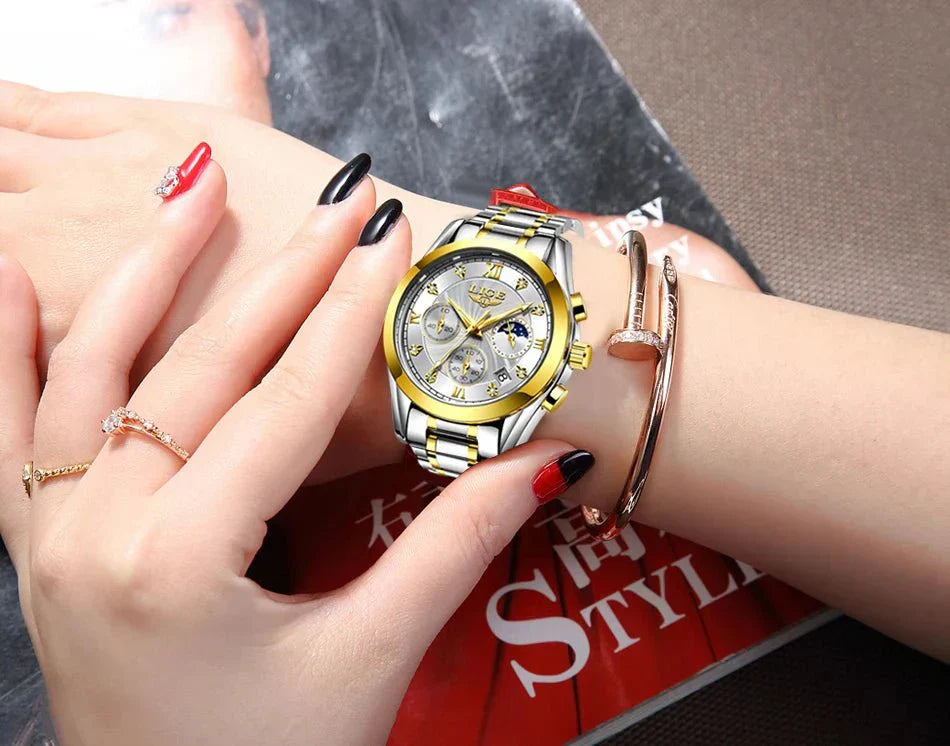 Shark & Sapphire Golden Radiance Luxury Women's Watchs-1 mysite
