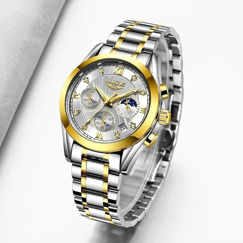 Shark & Sapphire Golden Radiance Luxury Women's Watchs-1 mysite
