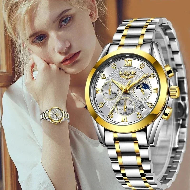 Shark & Sapphire Golden Radiance Luxury Women's Watchs-1 mysite