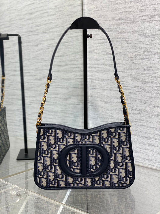 CD SIGNATURE HOBO 23.5CM BLUE OBLIQUE EMBROIDERY mysite