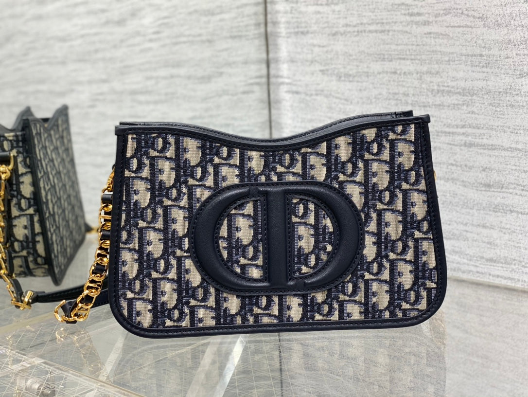CD SIGNATURE HOBO 23.5CM BLUE OBLIQUE EMBROIDERY mysite