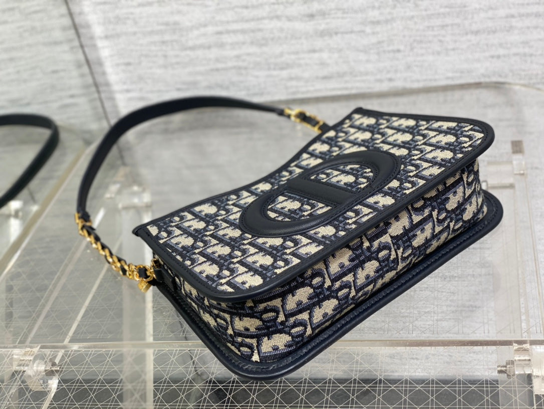CD SIGNATURE HOBO 23.5CM BLUE OBLIQUE EMBROIDERY mysite