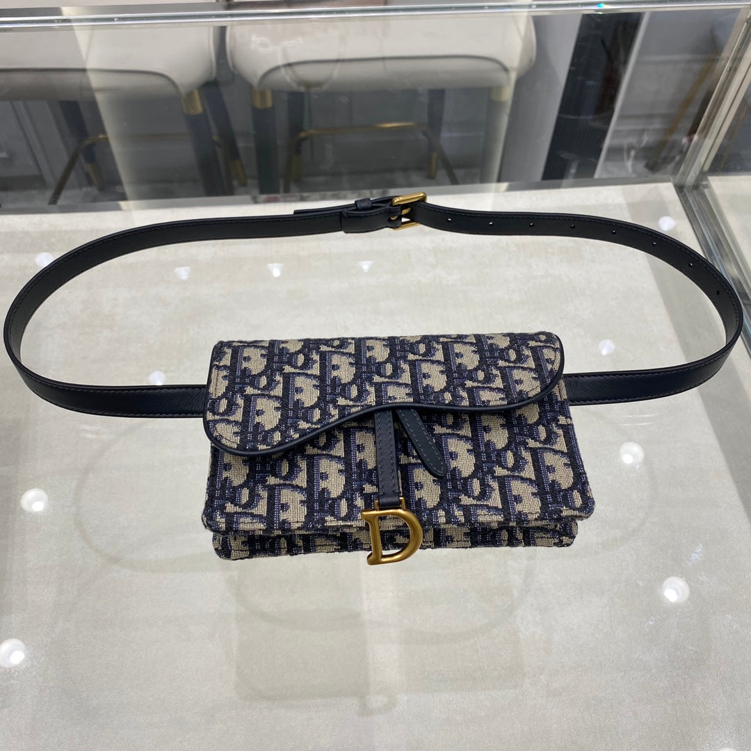 CD SADDLE 17CM BELT BEG BLUE OBLIQUE EMBROIDERY mysite