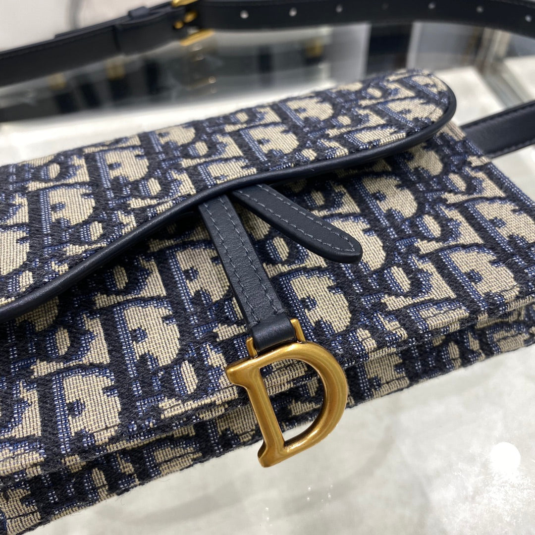 CD SADDLE 17CM BELT BEG BLUE OBLIQUE EMBROIDERY mysite